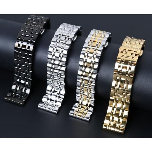 Solid Metal Watchabnds Bracelet Silver Black Rose Gold Men Women 316l Stainles Steel Watch Band Strap 14mm 16mm 18mm 20mm 22mm