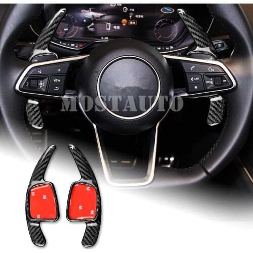 For Audi A3 S3 A4 S4 A5 S5 A6 S6 A7 S7 Q2 Q5 Q7 TT TTS Real Carbon Fiber Paddle Paddle Shift Steering Wheel Shifter Black/Red