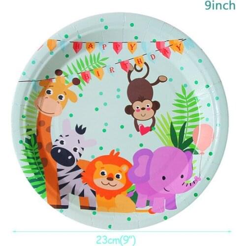 Jungle Animal Birthday Party Disposable Tableware Forest Friends Safari Zoo Theme Paper Cup Plate Napkin Baby Shower Supplies