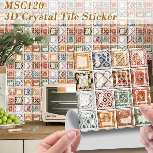 Mosaic Tile Sticker 3D Self-Adhesive Removable Wall Paper Tile DIY Craft Decoration for Kitchen Bathroom плитка самоклеящеяся