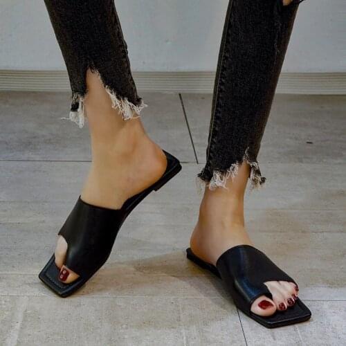 Women Slippers Clip Toe Casual Flats Ladies Sandals Summer Shoes PU Sewing Comfort Slides Plus Size Female Fashion Footwear New