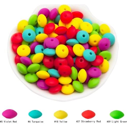 Cute-idea 12mm 50pc Lentil Silicone bead DIY Baby Handmade Pendant Necklace Baby toy infant Teether products Food Grade BPA Free