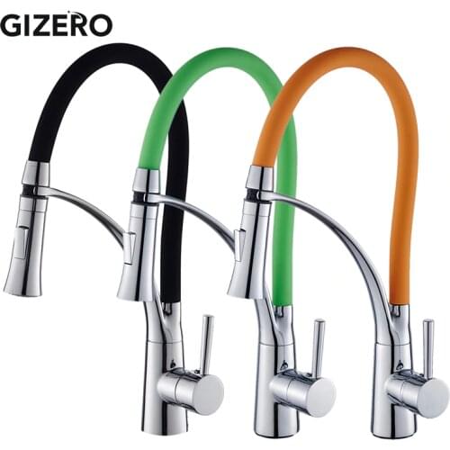 Kitchen Faucet Pull Down Design Black Rubber Chrome Mixer Faucet for Kitchen Single Handle Kitchen Taps Mixer Hot And Cold ZR668