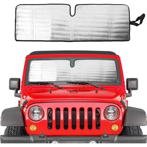 Windshield Sun Shade for 1997-2018 Jeep Wrangler TJ JK JKU,Aluminum Foil Triple Laminate Sunshades Heat Shield