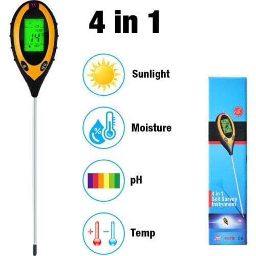 Soil pH Tester, 4 in 1 Soil Tester Moisture Meter Plant Soil Tester Kit with PH, Light And Moisture Acidity Tester for Flowers