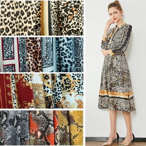 Printed polyester fabric animal leopard snake pattern zebra wave point fashion fabric meter pajamas scarf handmade DIY fabric