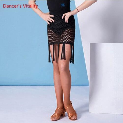 Latin Dance Female Child Temperament Black Skirt Training Clothes Girl Fashion Tassel Skirts Profession Performance Clothing