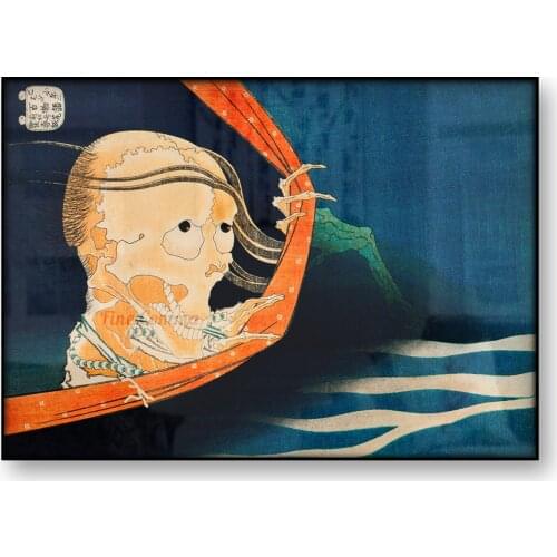 Japanese Art Poster Ghost Hunting People for Revenge Kohala Koheiji Katsushika Hokusai Skeleton Woodblock Canvas Print Wall Art