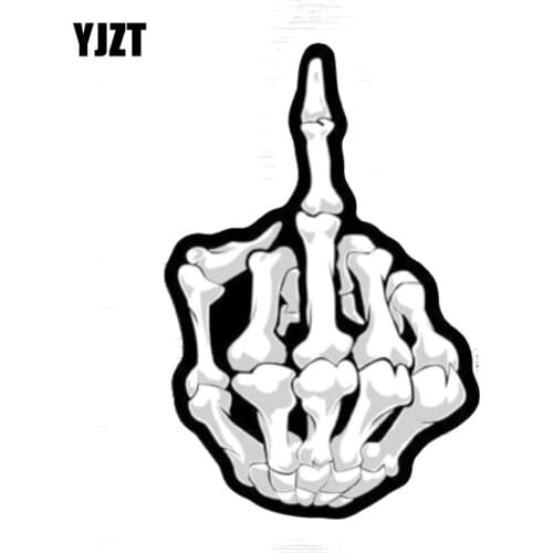 YJZT 11.4CM*17CM Funny Skull Fingers Decal Helmet Car Sticker Car Accessories 6-1138
