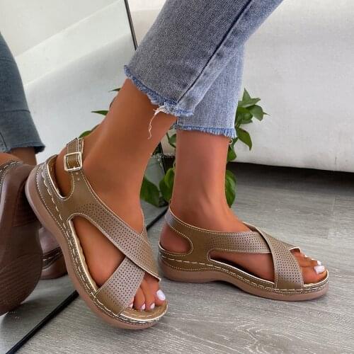 2021 Women Sandals Breathable Comfort Shopping Ladies Walking Shoes Wedge Heels Summer Platform Sandal Shoes Mujer Plus Size 43
