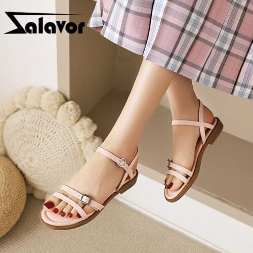 ZALAVORSize 26-39 Women Summer Sandals Ankle Strap Fashion Shoes For Women Daily Vacation Ladies Party Footwear