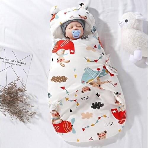 Winter 0-12 Month Baby Wrap Newborn Baby Cotton Receiving Sleeping Blanket Boy Girl Winter Thick Swaddle For Stroller Infantil