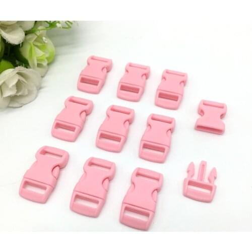 10 pcs 3/8"(10mm) Pink Colorful Curved Side Release Buckle Clasps For Paracord Bracelet Backpacks Clothes Bags Parts #08