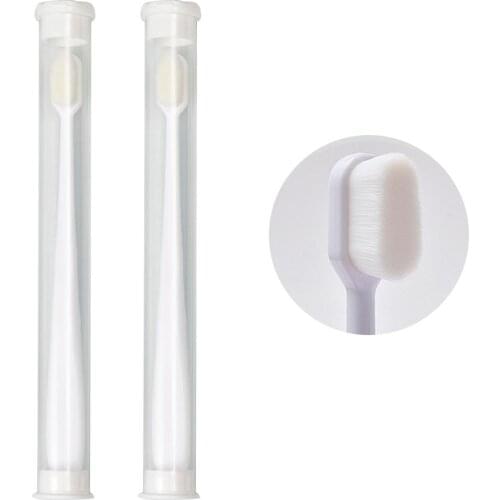 2PC Ultra-thin Super Soft Toothbrush Portable Eco-friendly Travel Outdoor Use Teeth Care Brush Oral Cleaning Oral Care Tools