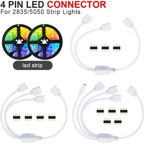 4Pin RGB Led Strip Lighting Connector Extension Cable Cord Female Splitter for RGB5050 2835 LED Strip Light 4Pin Connector Wire
