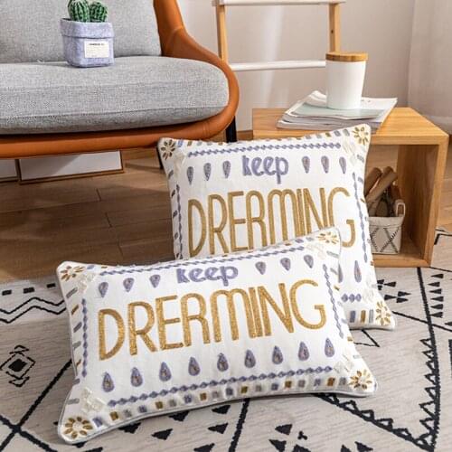 45x45cm Alphabet Tufted Embroidery Pillowcas Cotton Canvas Living Room Cushion Cover Throw Sofa Decorative PillowCover 40704
