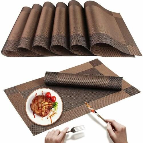 6pcs PVC Heat Insulation Place Mats Rectangle Dining Placemats Kitchen Dinning Table Place Mats Non-slip Dish Bowl Placement