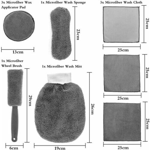 9pcs/set Microfiber Car Wash Towels Wheel Brush Cleaning Sponge Wash Gloves Polish Pads car clean care maintenance accessories