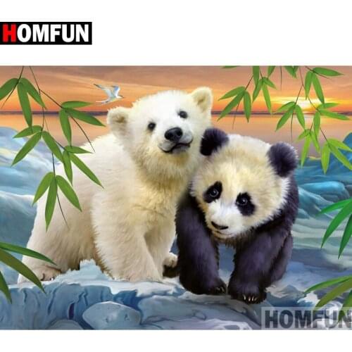 HOMFUN Full Square/Round Drill 5D DIY Diamond Painting "Bear panda" 3D Embroidery Cross Stitch 5D Home Decor A13375