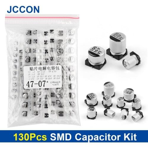 130Pcs/Lot SMD Aluminum Electrolytic Capacitor Assorted Kit 13Values x 10Pcs=130Pcs Sample Kit Motherboard Solid Capacitor