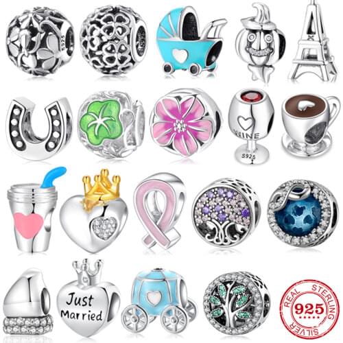 Tree of life Authentic 925 Sterling Silver Dazzling Clear Green zircon DIY beads Fit Original Charms Bracelets making