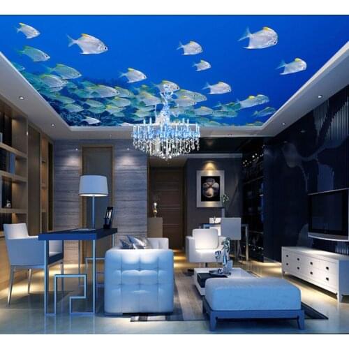 Large Papel Murals Water-painting 3d mural wallpaper for Living Room and Sofa Background sea Wallpaper 3d fishPhoto Murals
