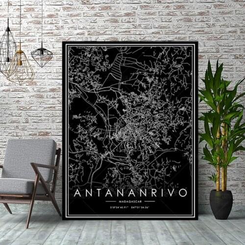 Black White Canvas Painting World City Landscape ANTANANARIVO Poster Prints Nordic Style Wall Art Picture Home Decor STJK15