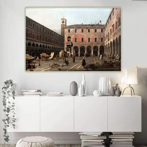 Citon Canaletto《Campo di Rialto》Canvas Art Oil Painting Artwork Poster Picture Backdrop Wall Decor Home Living Room Decoration