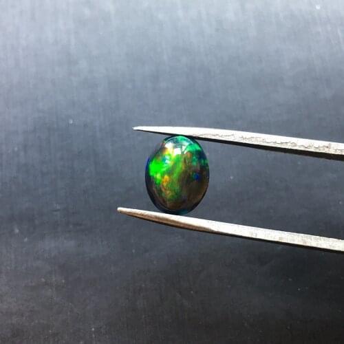 VANTJ Real natural black opal loose gemstones 1PC oval shape flat back cabochon stone for jewelry making for women party gift