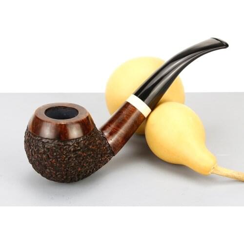 Classic Carved Briar Pipe 9mm Filter Bent Smoking Pipe Briar Wood Pipe 74 tools free Big Tobacco Pipe