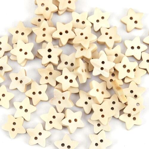 Wood Sewing Button Scrapbooking Stars Pale Yellow Two Holes 13mm( 4/8") x 13mm( 4/8"), 25 PCs