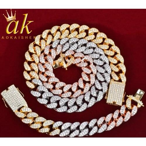 Bracelet Set For Women Charm Gold Color Cuban And Tennis Bracelet Heavy Copper Iced Out Rock Street Hip Hop Jewelry