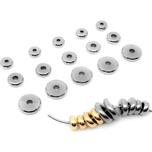 20Pcs 4/6/8/10mm Stainless Steel Round Flat Metal Spacer Beads Loose Beads For DIY Bracelet Necklace Jewelry Making Accessories