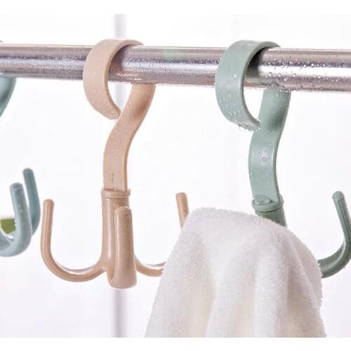 Four Claws Hooks 360 Degrees Rotate Towel Hanger Dry Wet Dual Use Hooks Wardrobe Clothes Shoes Sundries Multifunction Organizer