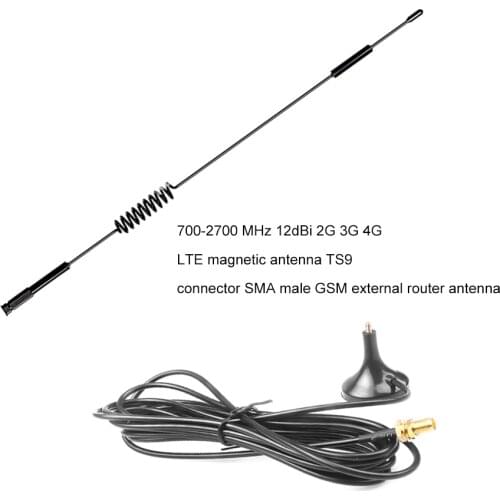 4G LTE Magnetic Antenna TS9 CRC9 SMA Male Connector GSM 12dBi External Router Antenna 1.5m