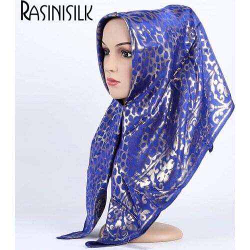 New 100% Silk Jacquard Square Hjiab Muslim Wraps Head Scarf Turban Ultralight Retro Shawl Turkish Hijab Women Islamic Headscarf