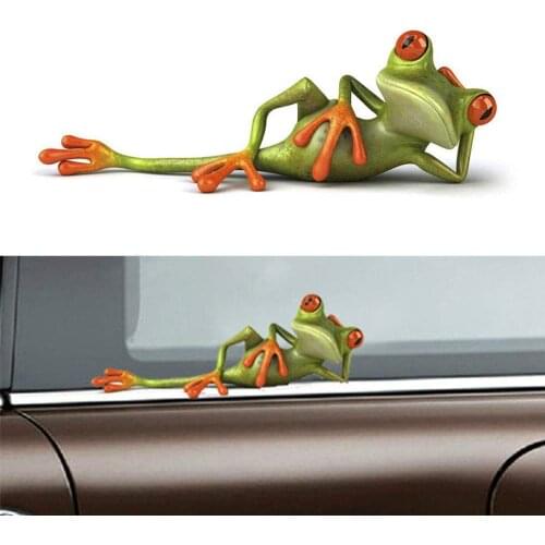 Car Windshield Sticker 3D Funny Green Lying Frog Wall Window Vinyl Decal Sticker(Random Color),Some Color Difference