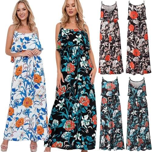 2021 Summer new flower dress Europe and the US slip dress loose casual Southeast Asia large dress long beach dress for holiday