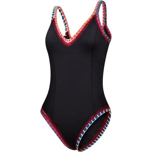 New Arrival Black Color One Piece Swimsuit New Sports Sexy Swimwear Women Shoulder Strap Scoop Back Maillot