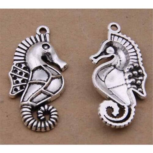 NEW 35x15mm 10pcs/lot Antique Silver Plated Seahorse Charms Pendant DIY Handmade Jewelry Accessories