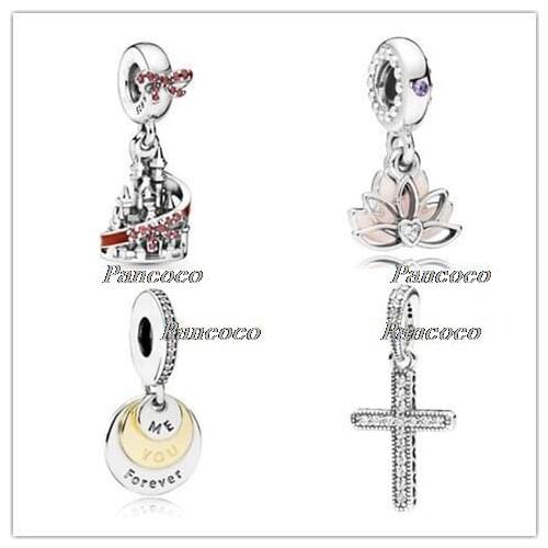 925 Sterling Silver Charm Pale Pink Enamel Serene Lotus Flower Pendant Beads Fit Pandora Bracelet & Necklace Jewelry