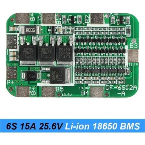 Turmera 6S 21.6V 25.2V 15A BMS Lithium Battery Protection Board for 24V 25V Screwdriver Shurika and Vacuum Cleaner Battery Pack
