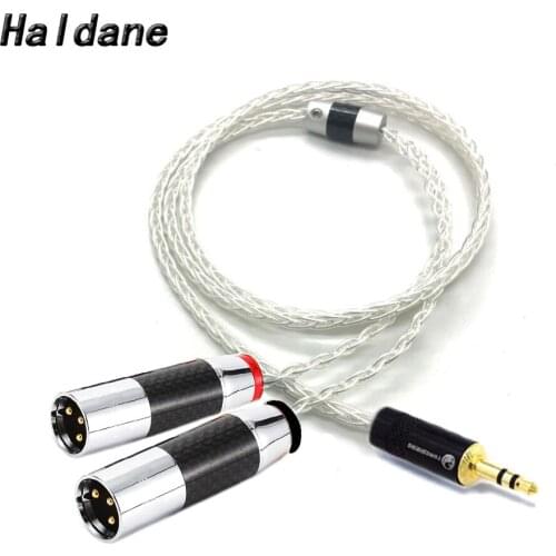 Haldane Silver Plated 2.5/3.5/4.4mm Balanced Mlale to Dual 2x 3pin XLR Balanced Male Audio Adapter Cable XLR/6.35mm to XLR Cable