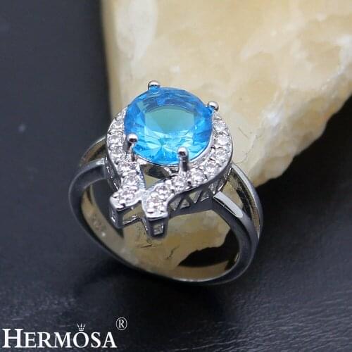 Stunning Women Ladies Band Ring Natural Stone Topazz Citrinee Promise Rings Size 7