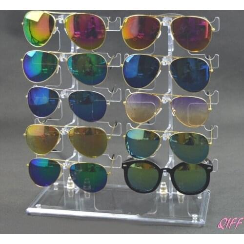 Two Row Sunglasses Rack 10 Pairs Glasses Holder Display Stand Transparent