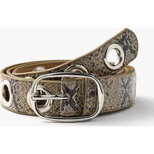 Men Women Belt New Fashion Oval Buckle Snake Pattern Decorative Jeans Belt Ladies Dress