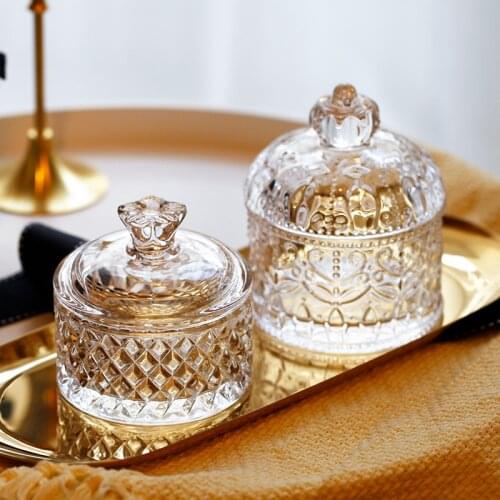 Nordic Luxury Transparent Glass Candy Jar Dried Fruit Tray with Lid Home Tea Coffee Bean Storage Tank Kitchen Storage Container