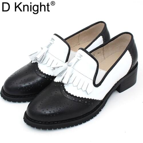 Handmade Oxfords Genuine Leather Ladies Shoes Full Season Casual Loafers Women Flats 2018 Tassel Moccasin Shoes Woman Size 32-43