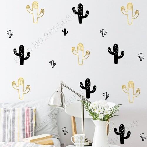 120pcs set DIY Self adhesive Cactus Wall Stickers Nursery Home Decor Cactus Wall Decals Kids Room Vinyl Adesivo De Parede JW572