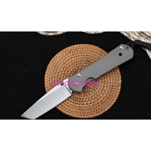 Big Chris CR 21 Folding Knife D2 Stonewash Tanto Blade Titanium Handle Camping Hunting Survival Tactical Knives Multi EDC Tools